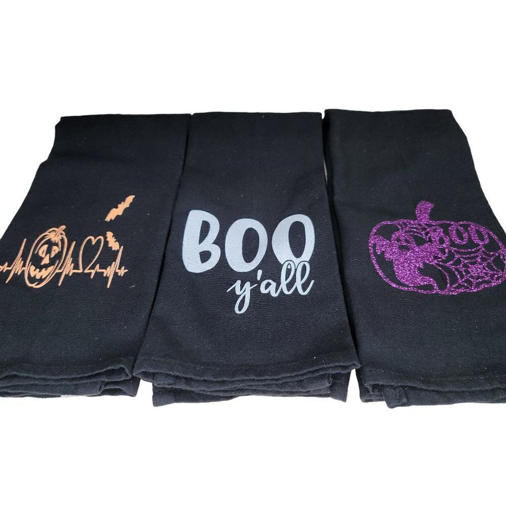 3‎ Black Halloween 100% Cotton Kitchen Towels
